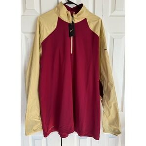 Nike Dri-Fit FB 1/2 Zip Hybrid Sidelilne Jacket Maroon Gold Men's Size XL-T Tall